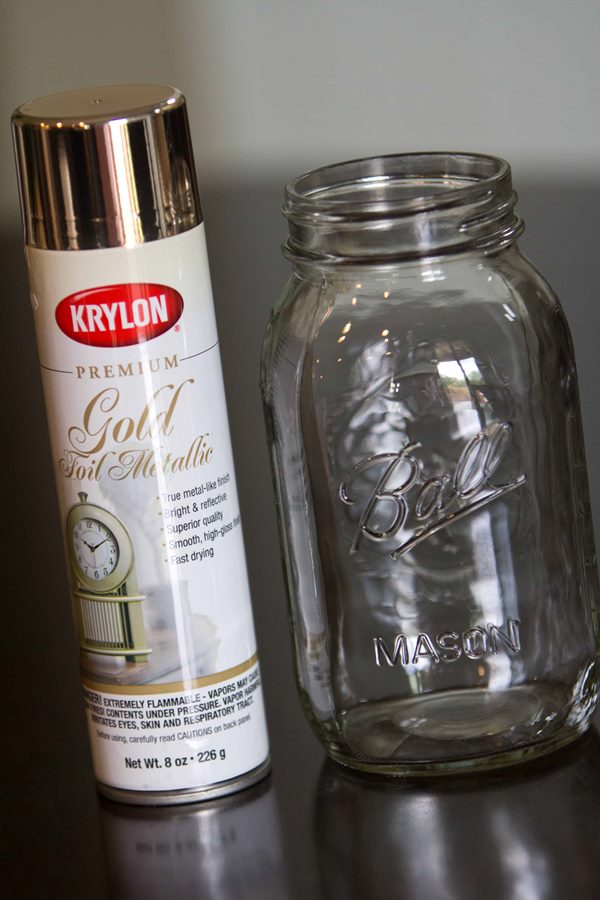 Christmas DIY Gold Glitter Mason Jar