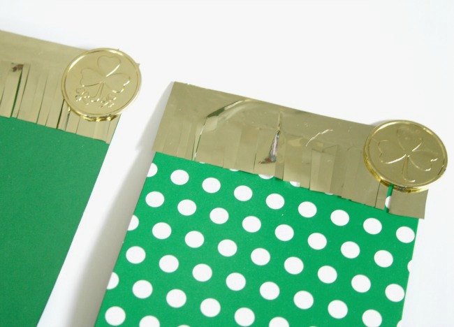 Gold Shamrock Coins on DIY St. Patrick's Day Banner